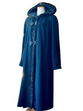 Vintage Jonathan Michael Wool Blend Coat Faux Fur Hood Size 6